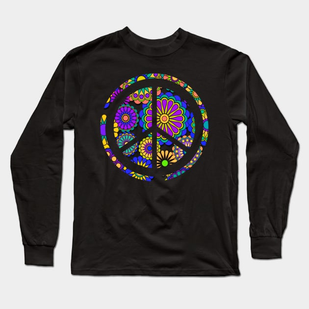 Flower Power Peace Sign Long Sleeve T-Shirt by AlondraHanley